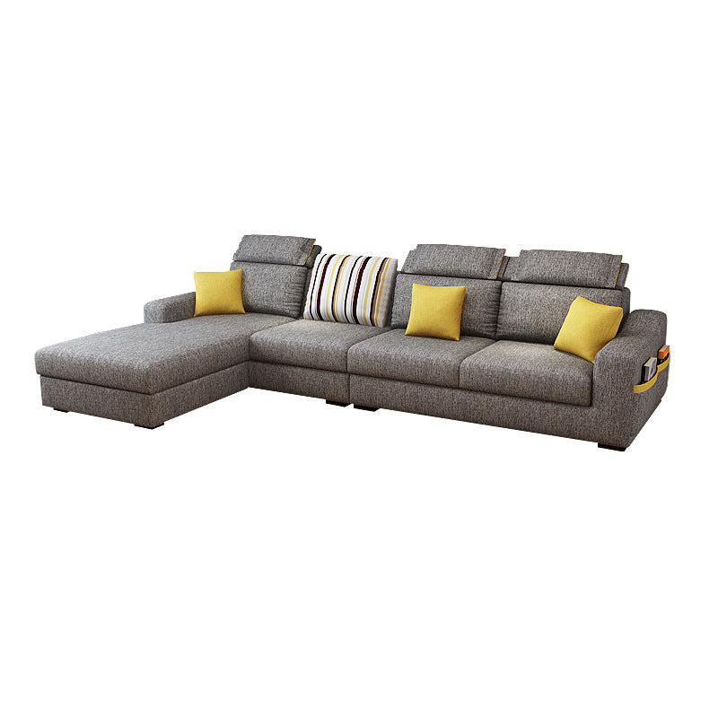 Square Arm Light-grey Cushion Back Modern Living Room Storage Sofa Clearhalo 'furn' 'furn_sectionals' 'Furniture' 'furniture_sectionals' 'kitchen' 'kitchen_sectionals' 'Living Room Furniture' 'Sectionals' 4820944