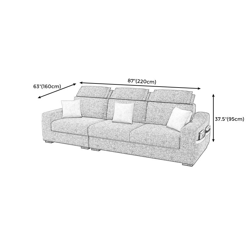 Square Arm Light-grey Cushion Back Modern Living Room Storage Sofa Clearhalo 'furn' 'furn_sectionals' 'Furniture' 'furniture_sectionals' 'kitchen' 'kitchen_sectionals' 'Living Room Furniture' 'Sectionals' 4820948