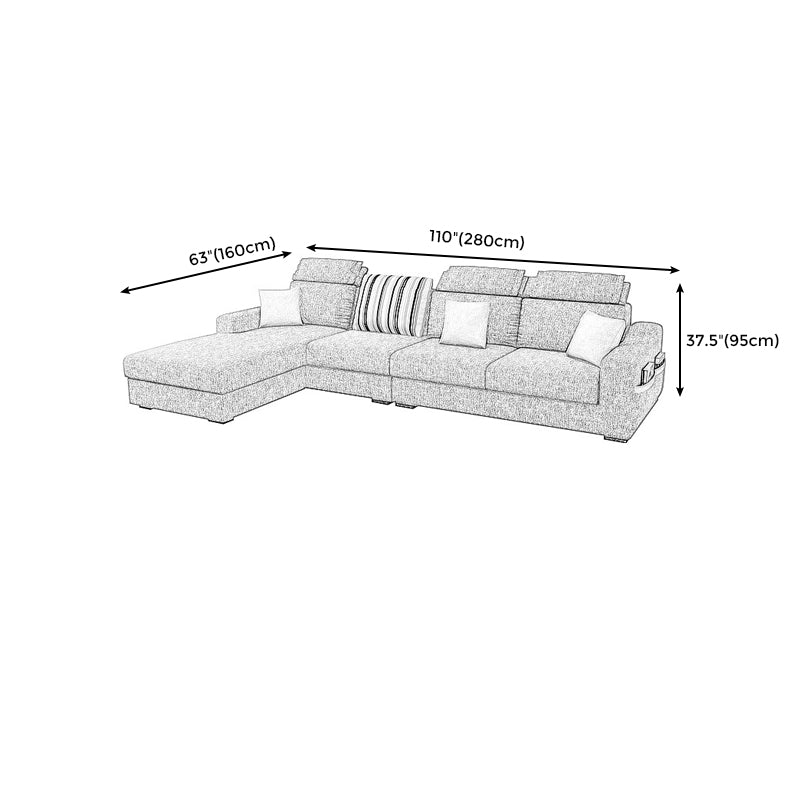 Square Arm Light-grey Cushion Back Modern Living Room Storage Sofa Clearhalo 'furn' 'furn_sectionals' 'Furniture' 'furniture_sectionals' 'kitchen' 'kitchen_sectionals' 'Living Room Furniture' 'Sectionals' 4820950