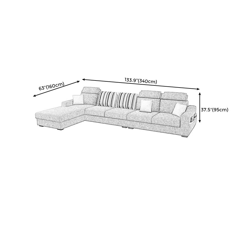 Square Arm Light-grey Cushion Back Modern Living Room Storage Sofa Clearhalo 'furn' 'furn_sectionals' 'Furniture' 'furniture_sectionals' 'kitchen' 'kitchen_sectionals' 'Living Room Furniture' 'Sectionals' 4820951