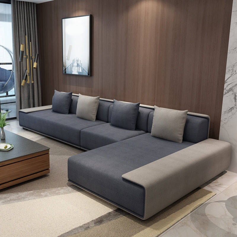 146.46"L x 70.87"W x 29.53"H Contemporary Fabric Square Arm Sectionals Dark Gray Velvet Clearhalo 'furn' 'furn_sectionals' 'Furniture' 'furniture_sectionals' 'kitchen' 'kitchen_sectionals' 'Living Room Furniture' 'Sectionals' 4820956