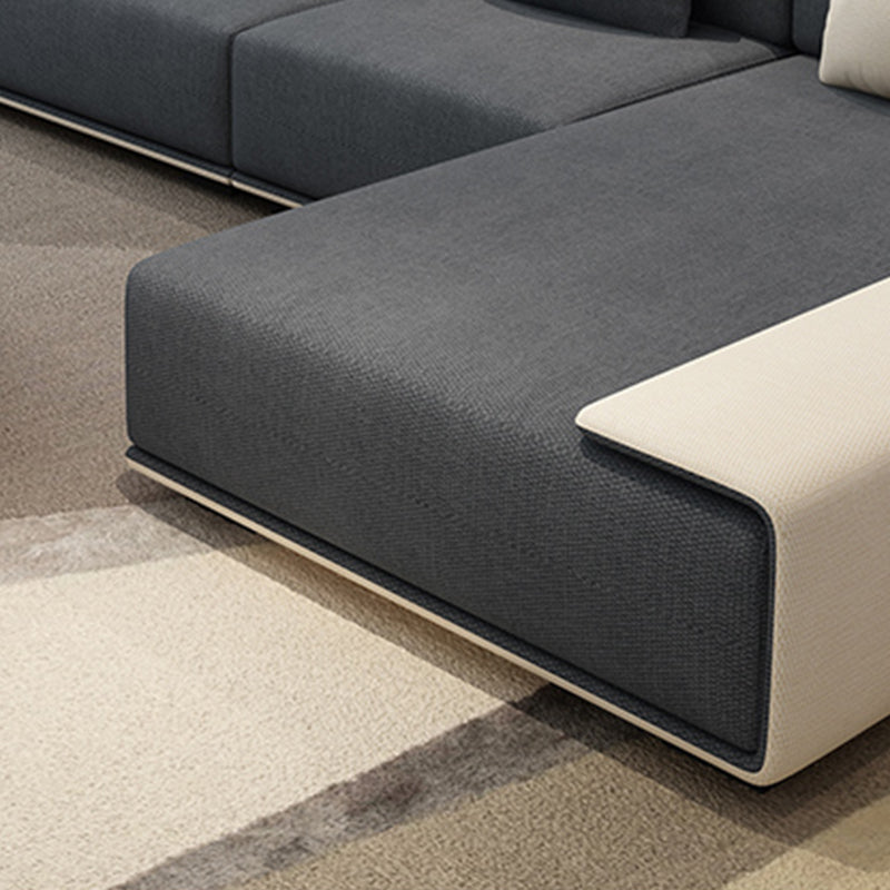 146.46"L x 70.87"W x 29.53"H Contemporary Fabric Square Arm Sectionals Clearhalo 'furn' 'furn_sectionals' 'Furniture' 'furniture_sectionals' 'kitchen' 'kitchen_sectionals' 'Living Room Furniture' 'Sectionals' 4820967