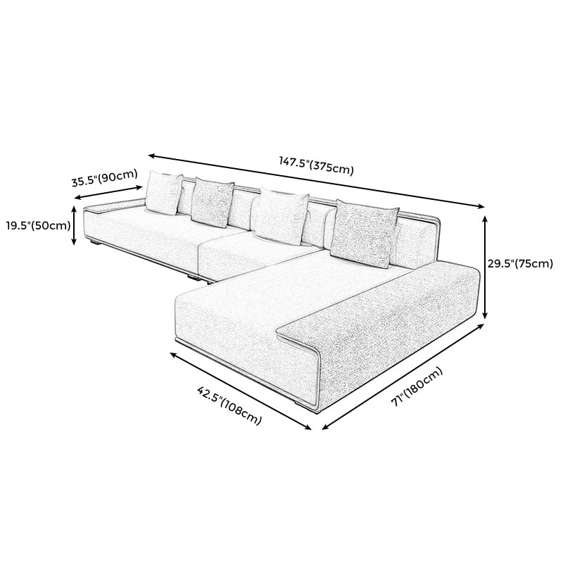 146.46"L x 70.87"W x 29.53"H Contemporary Fabric Square Arm Sectionals Clearhalo 'furn' 'furn_sectionals' 'Furniture' 'furniture_sectionals' 'kitchen' 'kitchen_sectionals' 'Living Room Furniture' 'Sectionals' 4820973