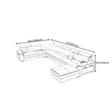 Square Arm Pillowed Back Cushions 6-Seater Faux Leather and Fabric Sectionals Sofas Clearhalo 'furn' 'furn_sectionals' 'Furniture' 'furniture_sectionals' 'kitchen' 'kitchen_sectionals' 'Living Room Furniture' 'Sectionals' 4820989