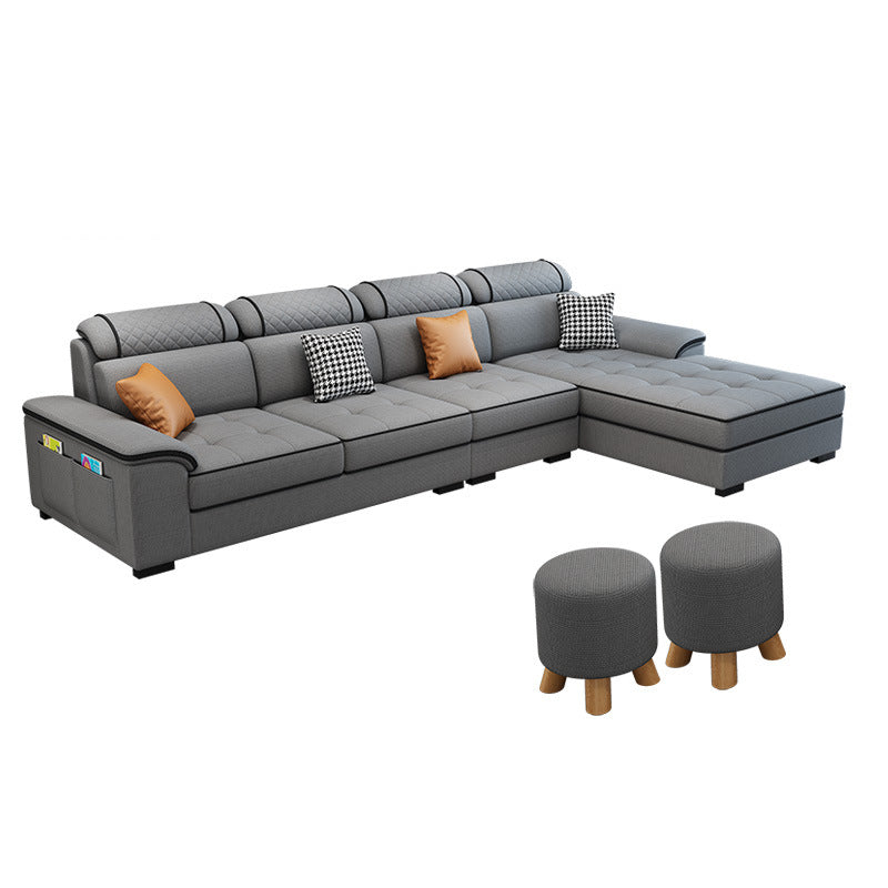 Faux Leather/Fabric Slipcovered Sectionals with Reversible Chaise and Storage Black Clearhalo 'Furniture' 'furniture_sectionals' 'kitchen' 'kitchen_sectionals' 'Living Room Furniture' 'Sectionals' 4821000