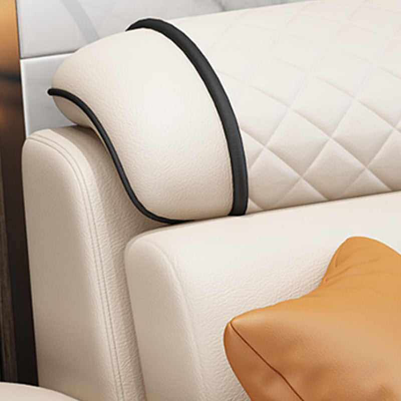 Faux Leather/Fabric Slipcovered Sectionals with Reversible Chaise and Storage Clearhalo 'Furniture' 'furniture_sectionals' 'kitchen' 'kitchen_sectionals' 'Living Room Furniture' 'Sectionals' 4821005