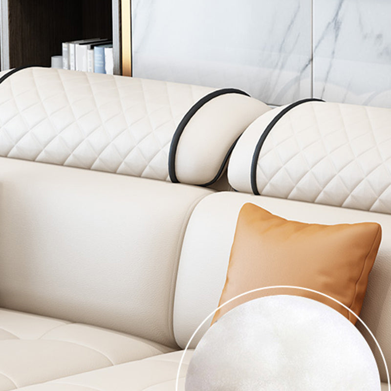 Faux Leather/Fabric Slipcovered Sectionals with Reversible Chaise and Storage Clearhalo 'Furniture' 'furniture_sectionals' 'kitchen' 'kitchen_sectionals' 'Living Room Furniture' 'Sectionals' 4821008