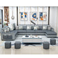 6-Seater Pillowed Back Cushions Square Arm Sectional Sofa for Living Room Gray Clearhalo 'furn' 'furn_sectionals' 'Furniture' 'furniture_sectionals' 'kitchen' 'kitchen_sectionals' 'Living Room Furniture' 'Sectionals' 4821010