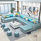 6-Seater Pillowed Back Cushions Square Arm Sectional Sofa for Living Room Light Blue Clearhalo 'furn' 'furn_sectionals' 'Furniture' 'furniture_sectionals' 'kitchen' 'kitchen_sectionals' 'Living Room Furniture' 'Sectionals' 4821011