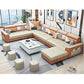 6-Seater Pillowed Back Cushions Square Arm Sectional Sofa for Living Room Orange White Clearhalo 'furn' 'furn_sectionals' 'Furniture' 'furniture_sectionals' 'kitchen' 'kitchen_sectionals' 'Living Room Furniture' 'Sectionals' 4821017