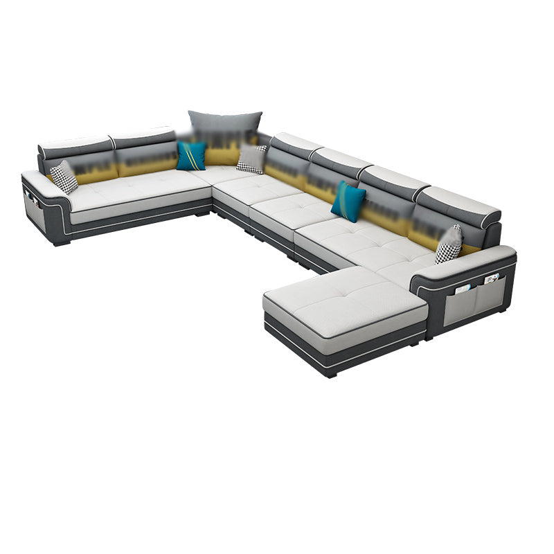 6-Seater Pillowed Back Cushions Square Arm Sectional Sofa for Living Room Clearhalo 'furn' 'furn_sectionals' 'Furniture' 'furniture_sectionals' 'kitchen' 'kitchen_sectionals' 'Living Room Furniture' 'Sectionals' 4821022