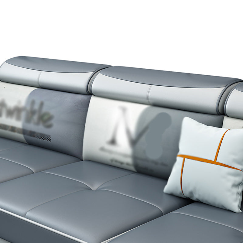 6-Seater Pillowed Back Cushions Square Arm Sectional Sofa for Living Room Clearhalo 'furn' 'furn_sectionals' 'Furniture' 'furniture_sectionals' 'kitchen' 'kitchen_sectionals' 'Living Room Furniture' 'Sectionals' 4821027