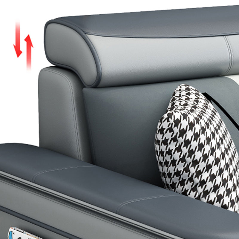 6-Seater Pillowed Back Cushions Square Arm Sectional Sofa for Living Room Clearhalo 'furn' 'furn_sectionals' 'Furniture' 'furniture_sectionals' 'kitchen' 'kitchen_sectionals' 'Living Room Furniture' 'Sectionals' 4821028