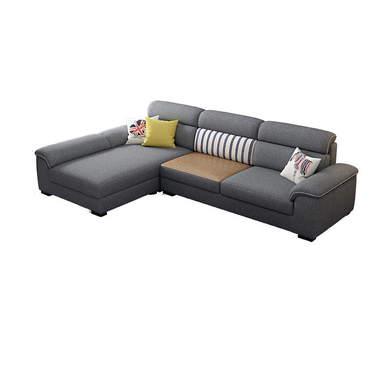 Grey Contemporary Stain-Resistant Living Room L-Shape Right Hand Facing Sofa 98"L x 71"W x 35"H Clearhalo 'furn' 'furn_sectionals' 'Furniture' 'furniture_sectionals' 'kitchen' 'kitchen_sectionals' 'Living Room Furniture' 'Sectionals' 4821039