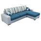 3-Seater Square Arm Pillowed Back Cushions Sectional Sofa with Chaise Dark Blue Clearhalo 'furn' 'furn_sectionals' 'Furniture' 'furniture_sectionals' 'kitchen' 'kitchen_sectionals' 'Living Room Furniture' 'Sectionals' 4821074