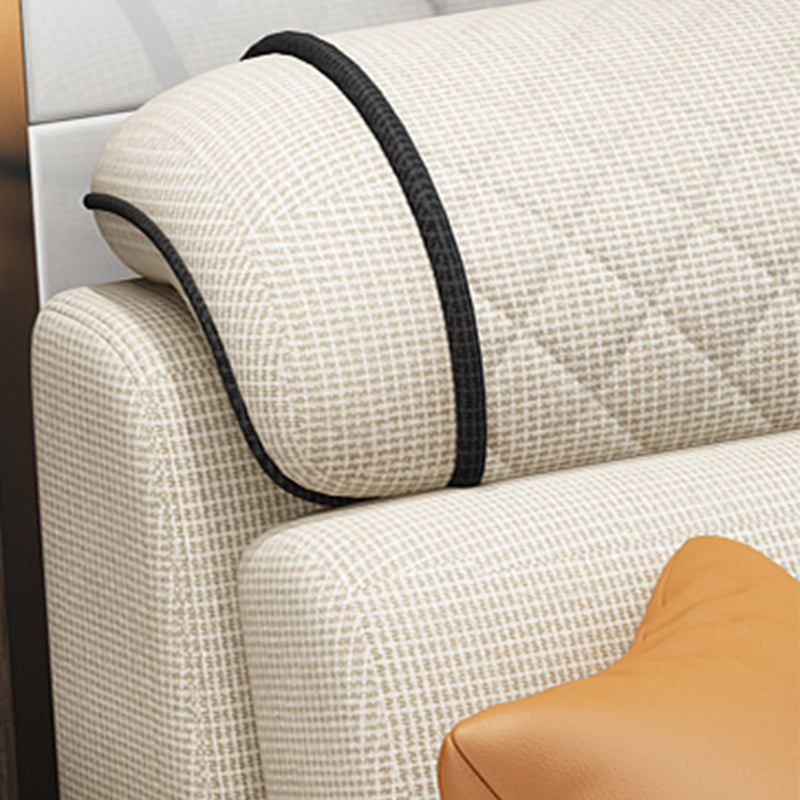 Slipcovered Faux Leather/Fabric Sectionals with Reversible Chaise and Storage Clearhalo 'Furniture' 'furniture_sectionals' 'kitchen' 'kitchen_sectionals' 'Living Room Furniture' 'Sectionals' 4821097