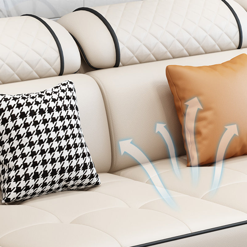 Slipcovered Faux Leather/Fabric Sectionals with Reversible Chaise and Storage Clearhalo 'Furniture' 'furniture_sectionals' 'kitchen' 'kitchen_sectionals' 'Living Room Furniture' 'Sectionals' 4821099