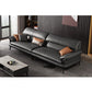Leather Sofa in Gray Pillow Top Arm Cushions Modern Sofa for Living Room 114"L x 37"W x 33"H Clearhalo 'furn' 'furn_sectionals' 'Furniture' 'furniture_sectionals' 'kitchen' 'kitchen_sectionals' 'Living Room Furniture' 'Sectionals' 4821107