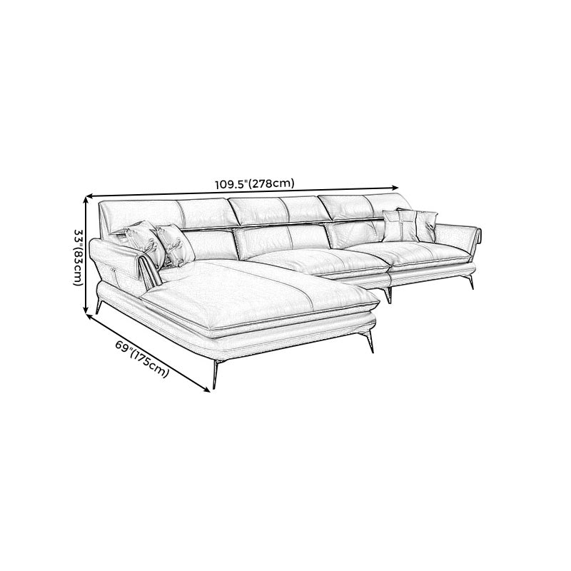 Leather Sofa in Gray Pillow Top Arm Cushions Modern Sofa for Living Room Clearhalo 'furn' 'furn_sectionals' 'Furniture' 'furniture_sectionals' 'kitchen' 'kitchen_sectionals' 'Living Room Furniture' 'Sectionals' 4821119