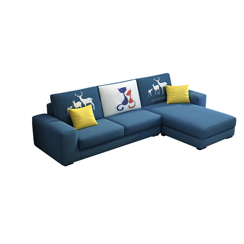 Square Arm Sectionals 27.56"High Removable Cushions Sofa with Ottomans Clearhalo 'furn' 'furn_sectionals' 'Furniture' 'furniture_sectionals' 'kitchen' 'kitchen_sectionals' 'Living Room Furniture' 'Sectionals' 4821142