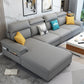 Cotton Blend and Faux Leather 4-Seater L-Shape Left Hand Facing Sectional Sofa with Chaise Light Gray Cotton Blend Clearhalo 'furn' 'furn_sectionals' 'Furniture' 'furniture_sectionals' 'kitchen' 'kitchen_sectionals' 'Living Room Furniture' 'Sectionals' 4821170