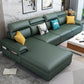Cotton Blend and Faux Leather 4-Seater L-Shape Left Hand Facing Sectional Sofa with Chaise Blackish Green Faux Leather Clearhalo 'furn' 'furn_sectionals' 'Furniture' 'furniture_sectionals' 'kitchen' 'kitchen_sectionals' 'Living Room Furniture' 'Sectionals' 4821174