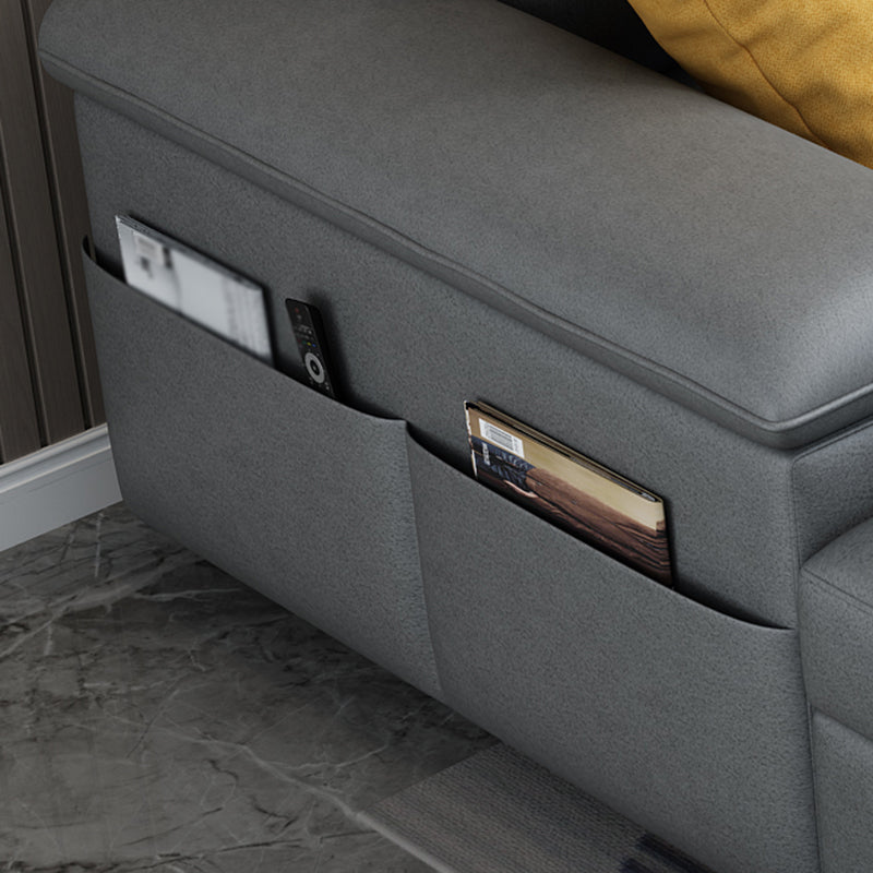 Cotton Blend and Faux Leather 4-Seater L-Shape Left Hand Facing Sectional Sofa with Chaise Clearhalo 'furn' 'furn_sectionals' 'Furniture' 'furniture_sectionals' 'kitchen' 'kitchen_sectionals' 'Living Room Furniture' 'Sectionals' 4821180