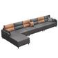 Stain Resistan Faux Leather Square Arm Sectional with Pillowed Back Cushions for Apartment 150"L x 63"W x 29.5"H Left Clearhalo 'furn' 'furn_sectionals' 'Furniture' 'furniture_sectionals' 'kitchen' 'kitchen_sectionals' 'Living Room Furniture' 'Sectionals' 4821205