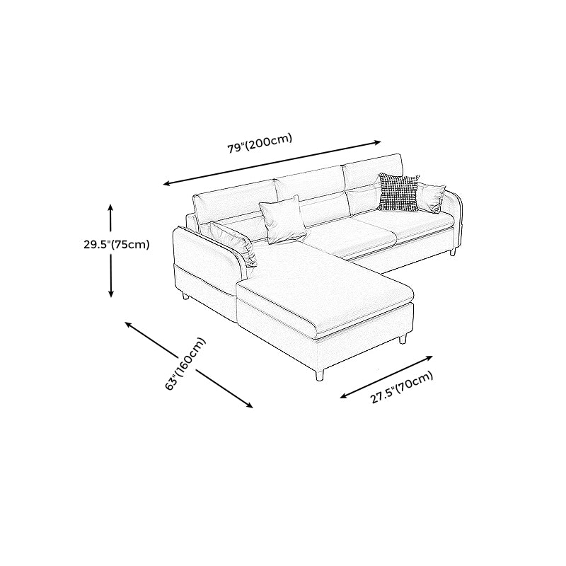 Stain Resistan Faux Leather Square Arm Sectional with Pillowed Back Cushions for Apartment Clearhalo 'furn' 'furn_sectionals' 'Furniture' 'furniture_sectionals' 'kitchen' 'kitchen_sectionals' 'Living Room Furniture' 'Sectionals' 4821208