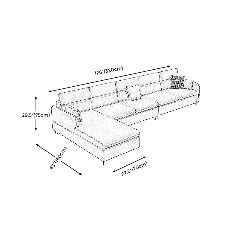 Stain Resistan Faux Leather Square Arm Sectional with Pillowed Back Cushions for Apartment Clearhalo 'furn' 'furn_sectionals' 'Furniture' 'furniture_sectionals' 'kitchen' 'kitchen_sectionals' 'Living Room Furniture' 'Sectionals' 4821212