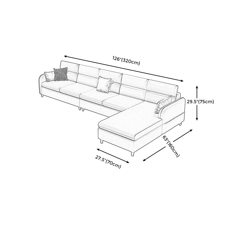 Stain Resistan Faux Leather Square Arm Sectional with Pillowed Back Cushions for Apartment Clearhalo 'furn' 'furn_sectionals' 'Furniture' 'furniture_sectionals' 'kitchen' 'kitchen_sectionals' 'Living Room Furniture' 'Sectionals' 4821213