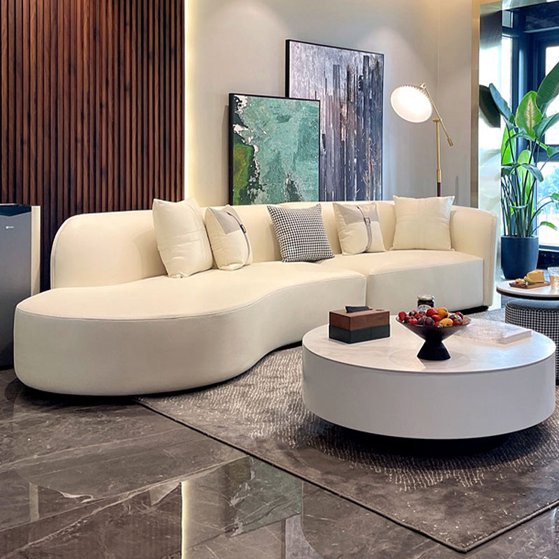 Faux Leather Pillow Top Arm Sofa/Sectional Pillowed Back Cushions, Stain-Resistant Clearhalo 'furn' 'furn_sectionals' 'Furniture' 'furniture_sectionals' 'kitchen' 'kitchen_sectionals' 'Living Room Furniture' 'Sectionals' 4821223