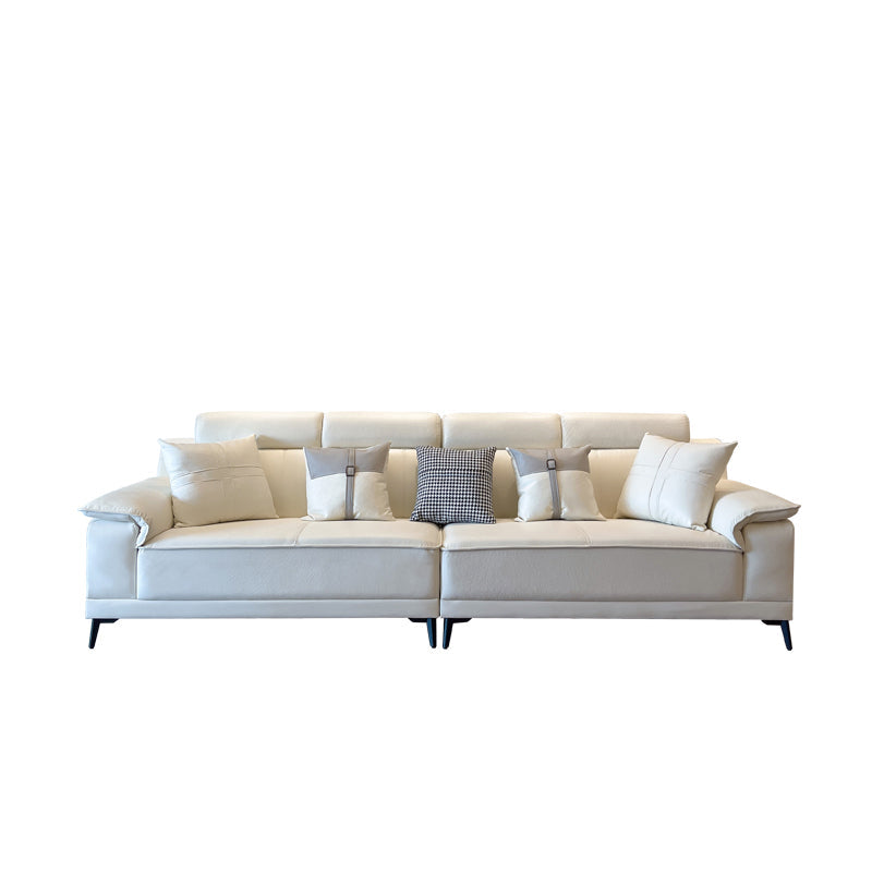 Stain-Resistant Faux Leather Pillow Top Arm Sofa/Sectional with Pillowed Back Cushions Clearhalo 'furn' 'furn_sectionals' 'Furniture' 'furniture_sectionals' 'kitchen' 'kitchen_sectionals' 'Living Room Furniture' 'Sectionals' 4821244