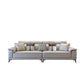 Stain-Resistant Faux Leather Pillow Top Arm Sofa/Sectional with Pillowed Back Cushions 110"L x 35.5"W x 35.5"H Smoke Gray Clearhalo 'furn' 'furn_sectionals' 'Furniture' 'furniture_sectionals' 'kitchen' 'kitchen_sectionals' 'Living Room Furniture' 'Sectionals' 4821247