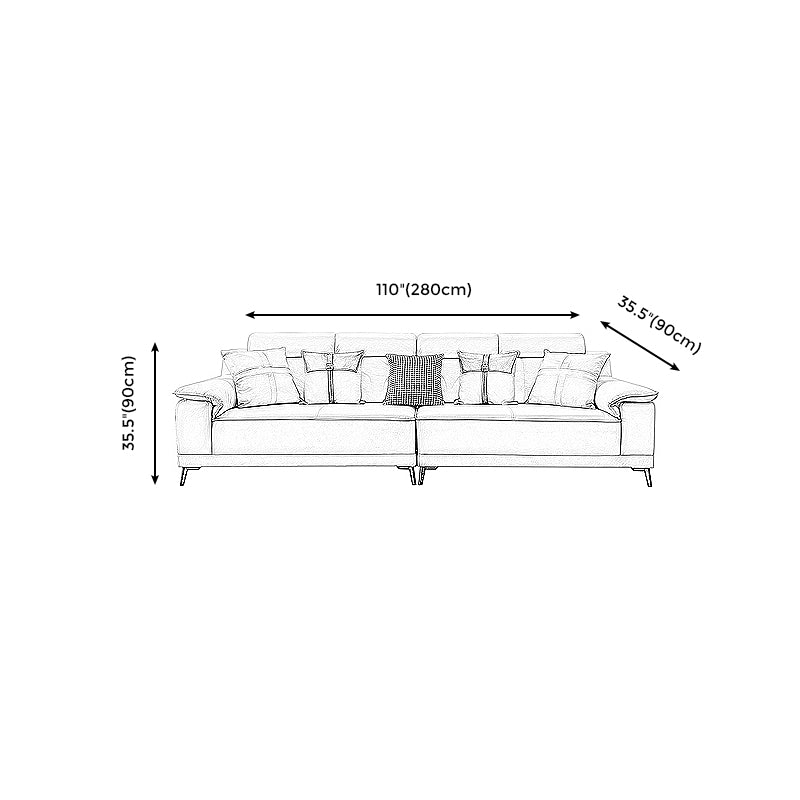 Stain-Resistant Faux Leather Pillow Top Arm Sofa/Sectional with Pillowed Back Cushions Clearhalo 'furn' 'furn_sectionals' 'Furniture' 'furniture_sectionals' 'kitchen' 'kitchen_sectionals' 'Living Room Furniture' 'Sectionals' 4821250