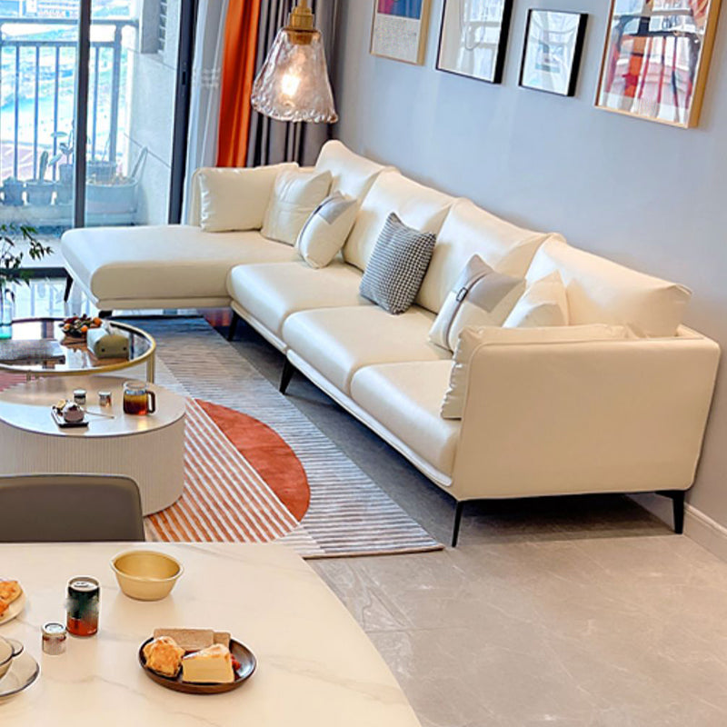 Contemporary Faux Leather Pillow Top Arm Sofa/Sectional Pillowed Back Cushions Clearhalo 'furn' 'furn_sectionals' 'Furniture' 'furniture_sectionals' 'kitchen' 'kitchen_sectionals' 'Living Room Furniture' 'Sectionals' 4821260