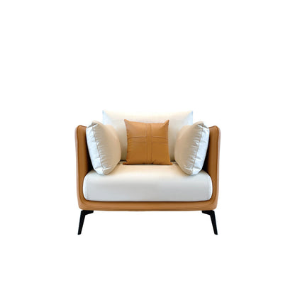 Contemporary Faux Leather Pillow Top Arm Sofa/Sectional Pillowed Back Cushions 41"L x 35"W x 35"H Orange White Clearhalo 'furn' 'furn_sectionals' 'Furniture' 'furniture_sectionals' 'kitchen' 'kitchen_sectionals' 'Living Room Furniture' 'Sectionals' 4821261
