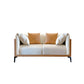 Modern Faux Leather Pillow Top Arm Sofa/Sectional Pillowed Back Cushions 70.9"L x 37.4"W x 29.5"H Orange White Clearhalo 'furn' 'furn_sectionals' 'Furniture' 'furniture_sectionals' 'kitchen' 'kitchen_sectionals' 'Living Room Furniture' 'Sectionals' 4821282