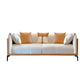 Modern Faux Leather Pillow Top Arm Sofa/Sectional Pillowed Back Cushions 86.6"L x 37.4"W x 29.5"H Orange White Clearhalo 'furn' 'furn_sectionals' 'Furniture' 'furniture_sectionals' 'kitchen' 'kitchen_sectionals' 'Living Room Furniture' 'Sectionals' 4821284