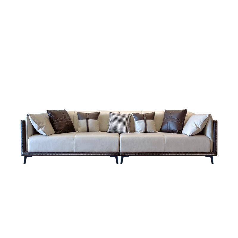 Modern Faux Leather Pillow Top Arm Sofa/Sectional Pillowed Back Cushions Clearhalo 'furn' 'furn_sectionals' 'Furniture' 'furniture_sectionals' 'kitchen' 'kitchen_sectionals' 'Living Room Furniture' 'Sectionals' 4821292