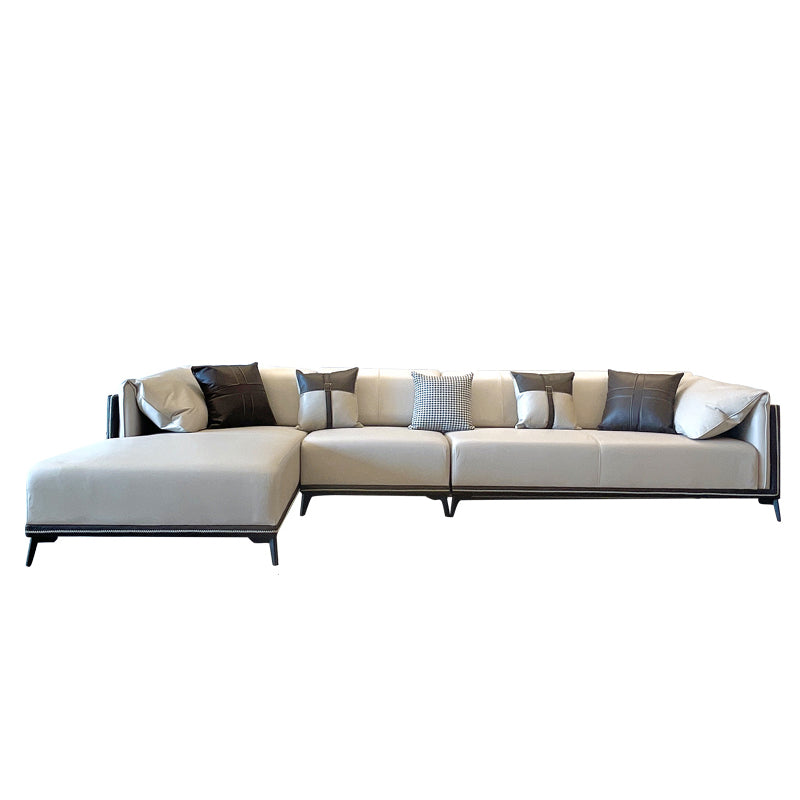 Modern Faux Leather Pillow Top Arm Sofa/Sectional Pillowed Back Cushions Clearhalo 'furn' 'furn_sectionals' 'Furniture' 'furniture_sectionals' 'kitchen' 'kitchen_sectionals' 'Living Room Furniture' 'Sectionals' 4821294