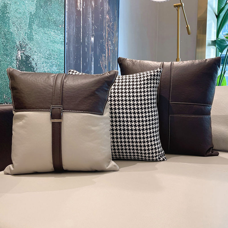 Modern Faux Leather Pillow Top Arm Sofa/Sectional Pillowed Back Cushions Clearhalo 'furn' 'furn_sectionals' 'Furniture' 'furniture_sectionals' 'kitchen' 'kitchen_sectionals' 'Living Room Furniture' 'Sectionals' 4821296