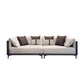 Modern Faux Leather Pillow Top Arm Sofa/Sectional Pillowed Back Cushions 94.5"L x 37.4"W x 29.5"H Brown-Grey Clearhalo 'furn' 'furn_sectionals' 'Furniture' 'furniture_sectionals' 'kitchen' 'kitchen_sectionals' 'Living Room Furniture' 'Sectionals' 4821297
