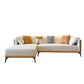 Modern Faux Leather Pillow Top Arm Sofa/Sectional Pillowed Back Cushions for Living Room 114"L x 69"W x 29.5"H Orange White Clearhalo 'furn' 'furn_sectionals' 'Furniture' 'furniture_sectionals' 'kitchen' 'kitchen_sectionals' 'Living Room Furniture' 'Sectionals' 4821312