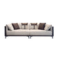 Modern Faux Leather Pillow Top Arm Sofa/Sectional Pillowed Back Cushions for Living Room 94.5"L x 37.4"W x 29.5"H Brown-Grey Clearhalo 'furn' 'furn_sectionals' 'Furniture' 'furniture_sectionals' 'kitchen' 'kitchen_sectionals' 'Living Room Furniture' 'Sectionals' 4821320