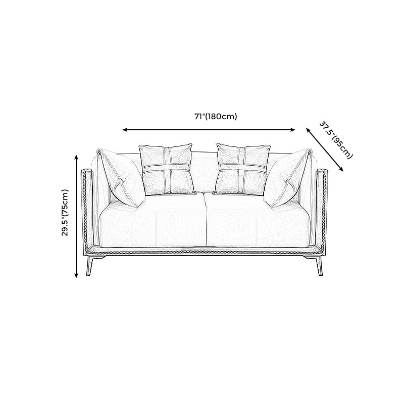 Modern Faux Leather Pillow Top Arm Sofa/Sectional Pillowed Back Cushions for Living Room Clearhalo 'furn' 'furn_sectionals' 'Furniture' 'furniture_sectionals' 'kitchen' 'kitchen_sectionals' 'Living Room Furniture' 'Sectionals' 4821327