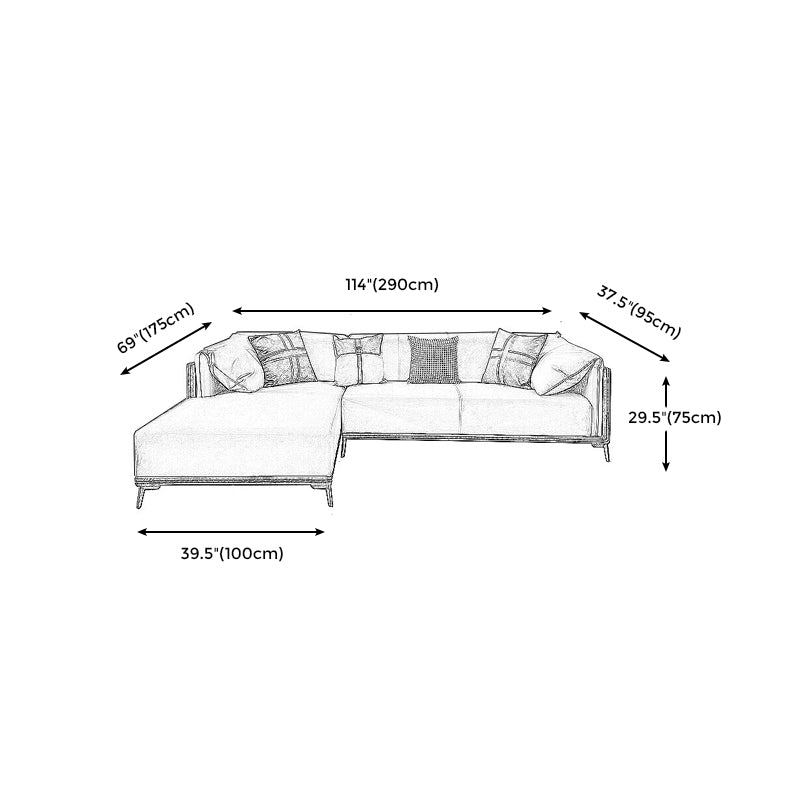 Modern Faux Leather Pillow Top Arm Sofa/Sectional Pillowed Back Cushions for Living Room Clearhalo 'furn' 'furn_sectionals' 'Furniture' 'furniture_sectionals' 'kitchen' 'kitchen_sectionals' 'Living Room Furniture' 'Sectionals' 4821331