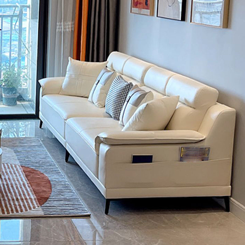 Faux Leather Pillow Top Arm Sofa/Sectional Pillowed Back Cushions for Living Room Clearhalo 'furn' 'furn_sectionals' 'Furniture' 'furniture_sectionals' 'kitchen' 'kitchen_sectionals' 'Living Room Furniture' 'Sectionals' 4821336