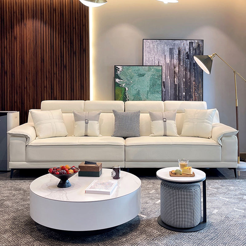 Faux Leather Pillow Top Arm Sofa/Sectional Pillowed Back Cushions for Living Room Clearhalo 'furn' 'furn_sectionals' 'Furniture' 'furniture_sectionals' 'kitchen' 'kitchen_sectionals' 'Living Room Furniture' 'Sectionals' 4821338