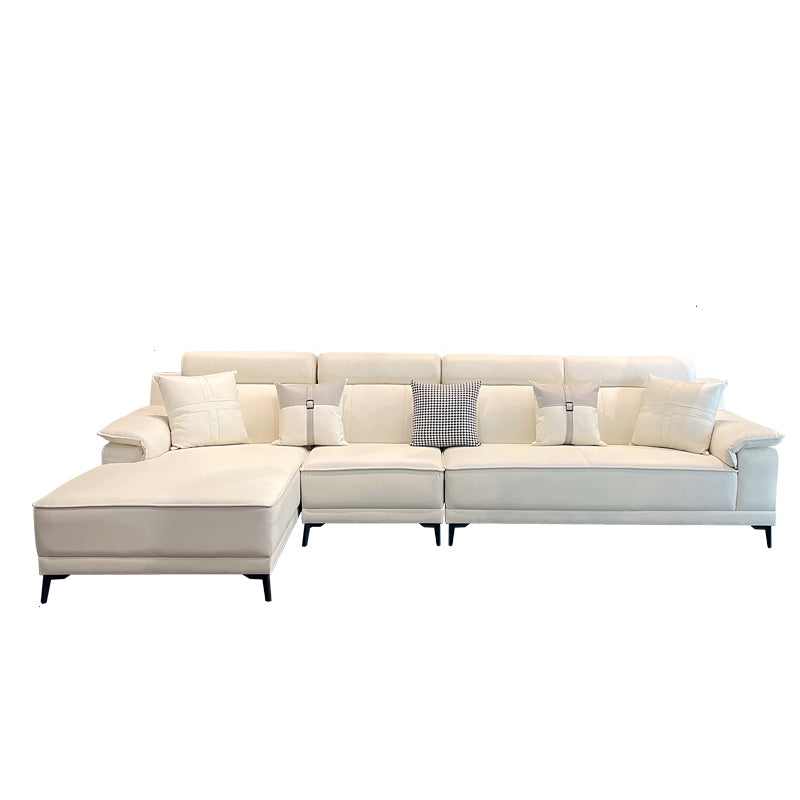 Faux Leather Pillow Top Arm Sofa/Sectional Pillowed Back Cushions for Living Room Clearhalo 'furn' 'furn_sectionals' 'Furniture' 'furniture_sectionals' 'kitchen' 'kitchen_sectionals' 'Living Room Furniture' 'Sectionals' 4821345